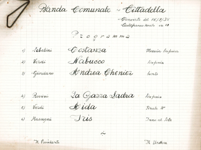 Programma del concerto tenuto a Castelfranco Veneto, 16 settembre 1956