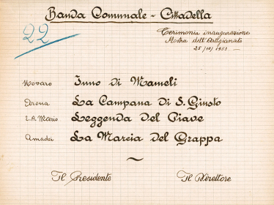 Programma dell'apertura della Mostra dell'Artigianato (Fiera Franca), 25 Ottobre 1953